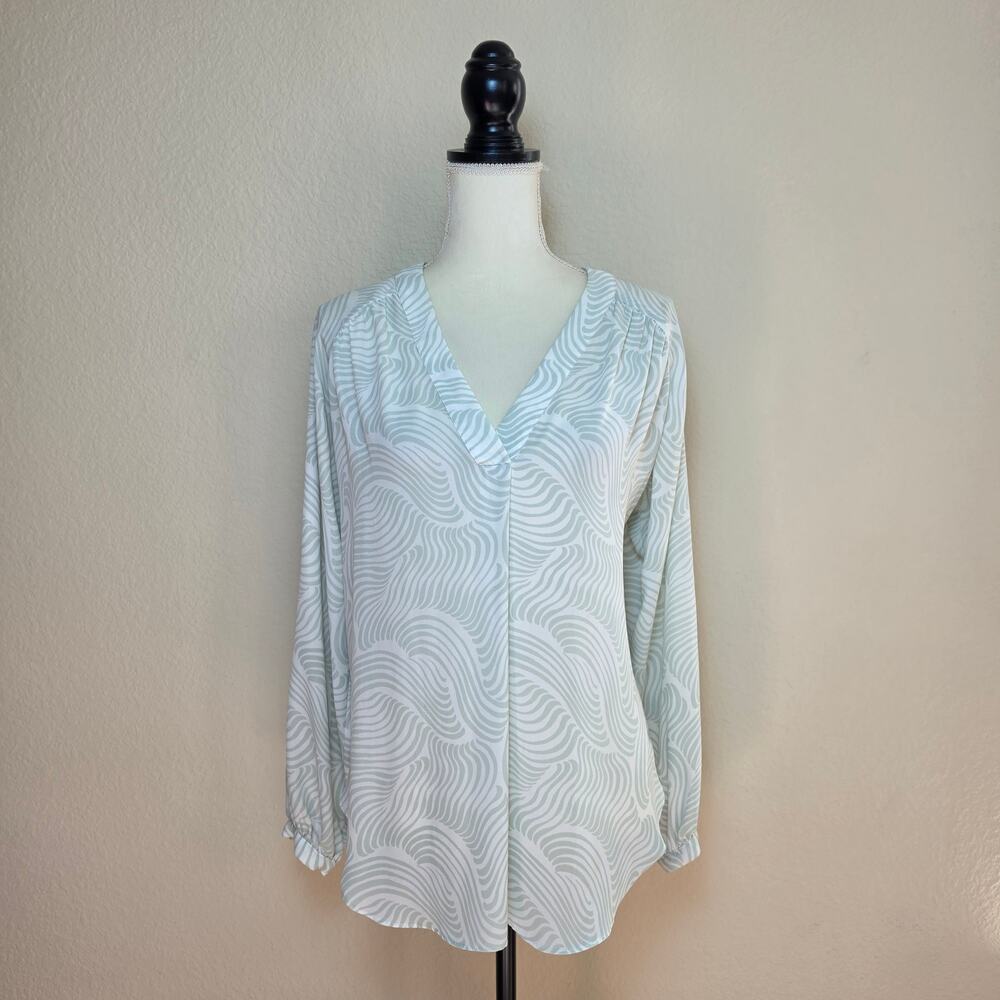 Ann Taylor Abstract Mint Swirl Blouse Small